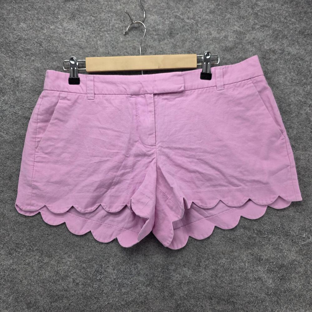 J.CREW Shorts Womens 10 Pink Chino Linen Cotton Scalloped Flat Front 3 Inseam